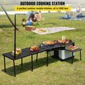 in One Integrated Camping Cooking Station Foldable Outdoor Mobile Kitchen Portable Multifunctional Camp Box w/ Wheels