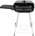 22" Square Charcoal Grill with Foldable Side Shelf, Black