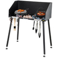 Carbon Steel Camp Cooking Table 38 x 16 inch with Three-Sided Windscreen and Legs for Outdoor Food Preparation and Dutch Oven