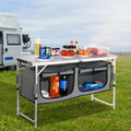 Camping Kitchen Table Folding Portable Cook Station 3 Adjustable Heights