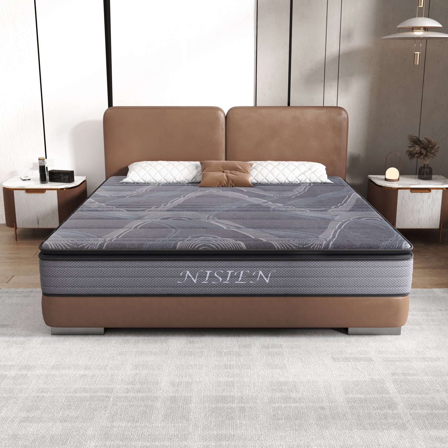 mattress in a box,NISIEN 10 Inch Hybrid Mattress, Gel Memory Foam Mattress,Individually Wrapped Pocket Coils Innerspring Mattress,100-Night Free Trial