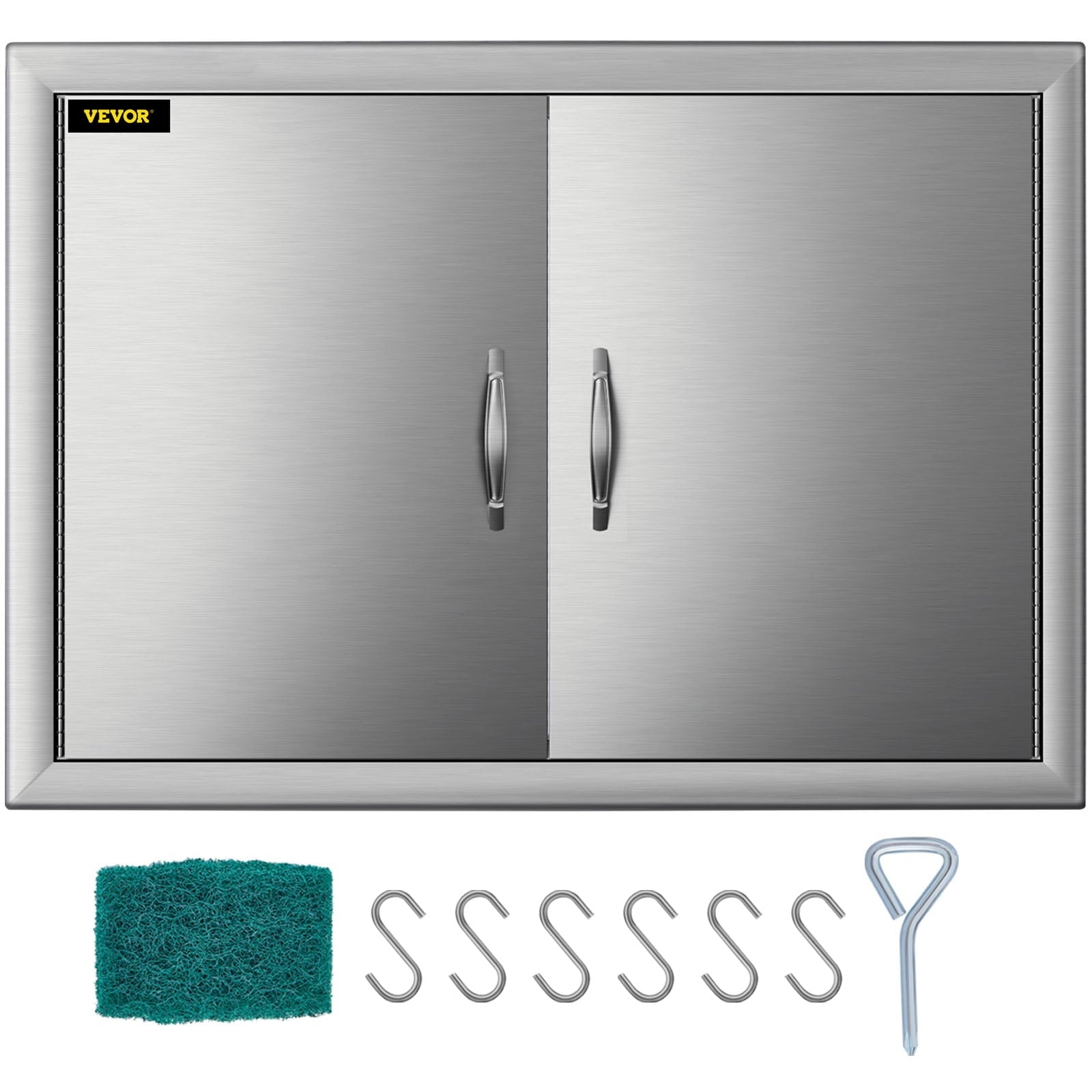 BBQ Access Door 28W X 19H inch, Double BBQ Door Stainless Steel, Outdoor Kitchen Doors for BBQ Island, Grill Station, Outside Cabinet