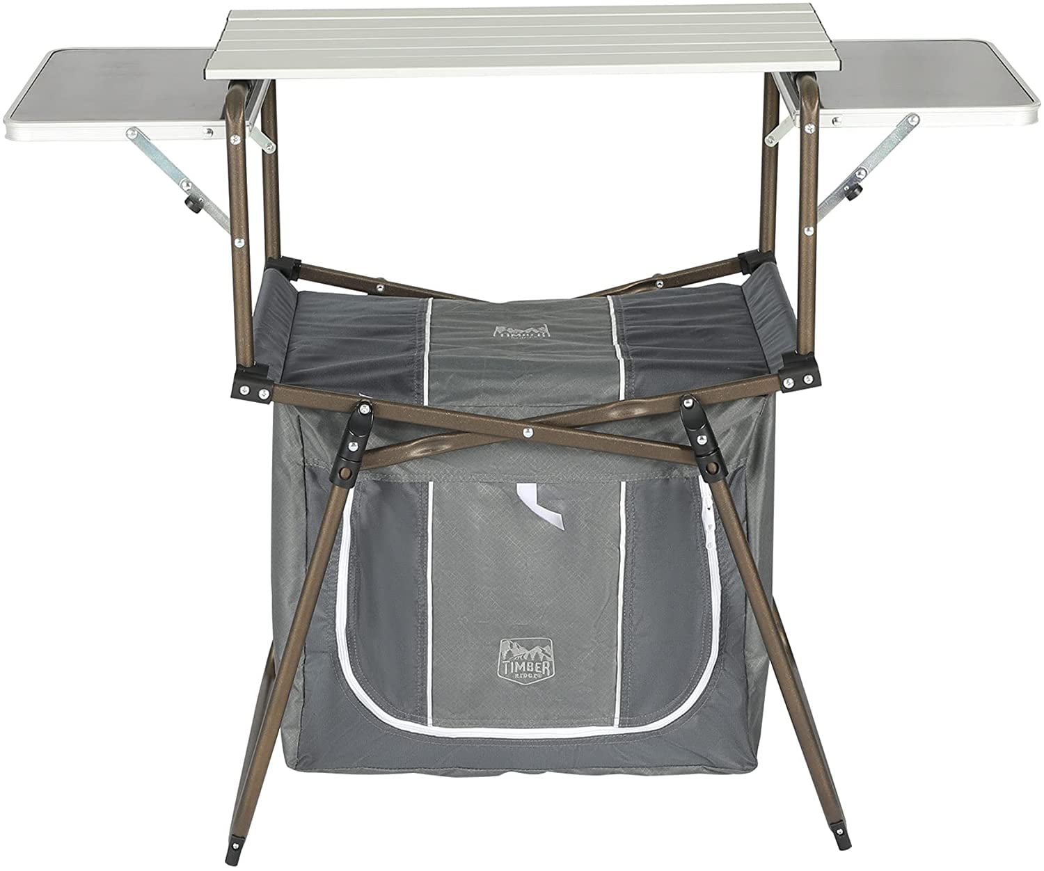 Folding Kitchen Lightweight Portable Aluminum Storage and Carry Bag, Camp Cook Station, Foldable Grill Table for BBQ, Picnic, Backyard, 42.13X13.58X31.3/33.46 inches, Gray