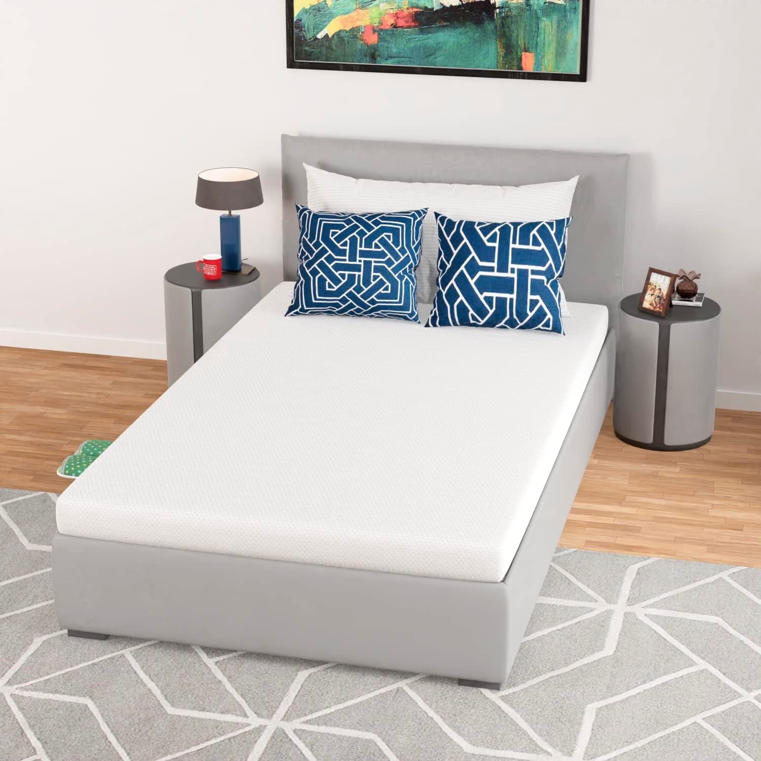 Inch Green Tea Memory Foam Mattress Cooling Gel Infused Mattress,Medium Firm Mattresses CertiPUR-US Certified/Bed-in-a-Box/Pressure Relieving Twin Size,White