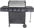 4-Burner Propane  Gas Grill with Side Burner, Stainless Steel & Black