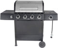 4-Burner Propane  Gas Grill with Side Burner, Stainless Steel & Black