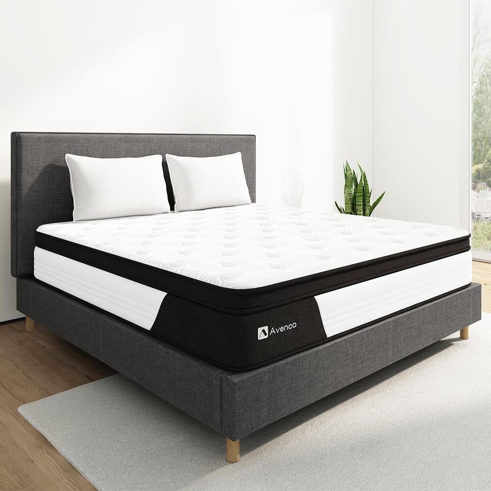 Queen Size Hybrid Mattress, 12-Inch Mattress in a Box, Pocketed Innerspring and Memory Foam Mattress, Medium Firm with Pillow Top, Supportive