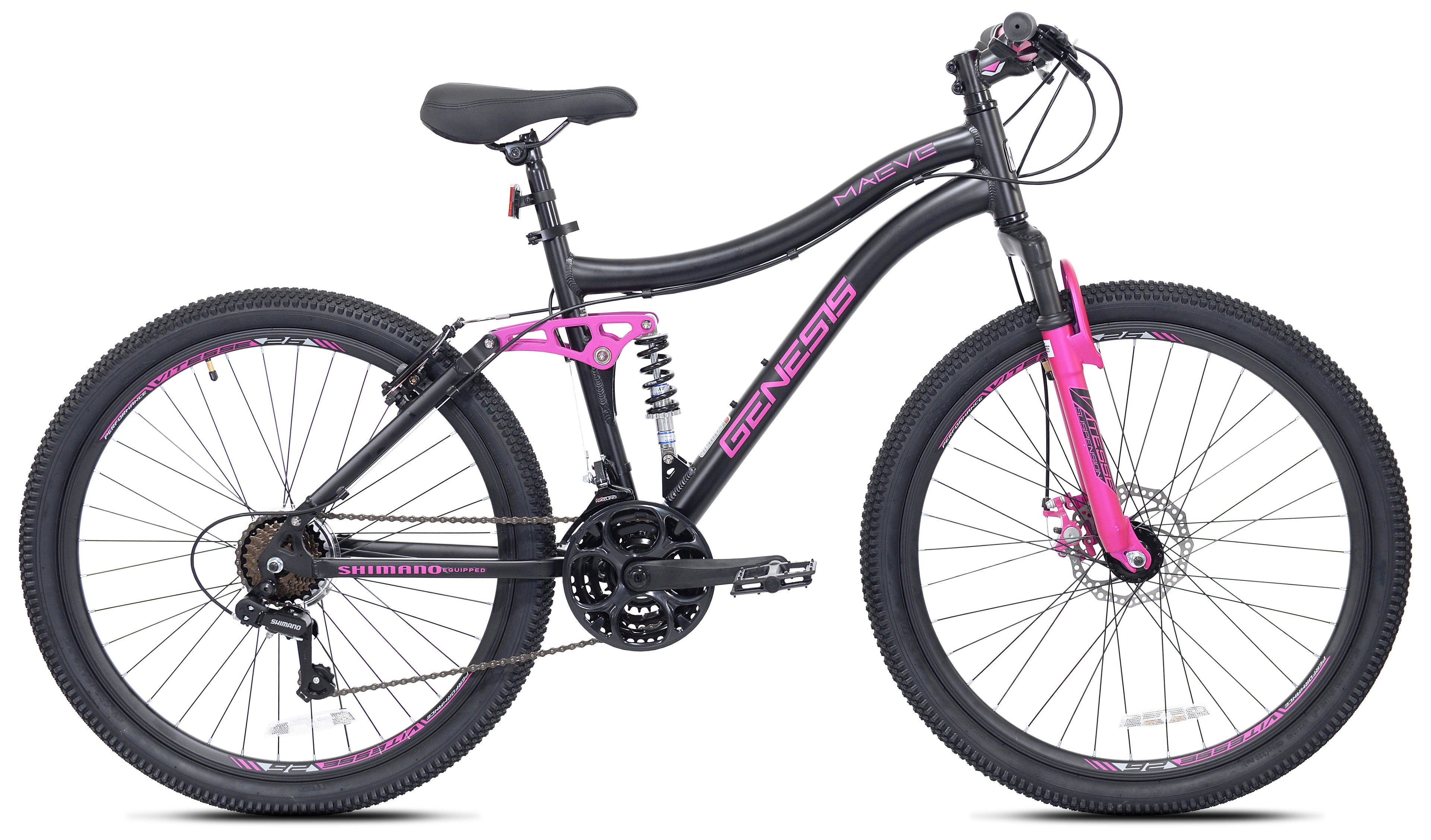 Genesis 26 In. Maeve Women's Mountain Bike, Black and Pink