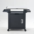 Deluxe 30IN Outdoor Rolling Grill Cook Station, Bar Table with Patio Storage Cabinet and Outdoor Dining Table, Black