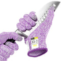 Station Ultra Durable Series Cut Resistant Gloves - Cutting Gloves for Chefs, BBQ and Cooking - Level 5 Protection; Food Grade Safe Cut Proof Gloves - Purple, Medium Size