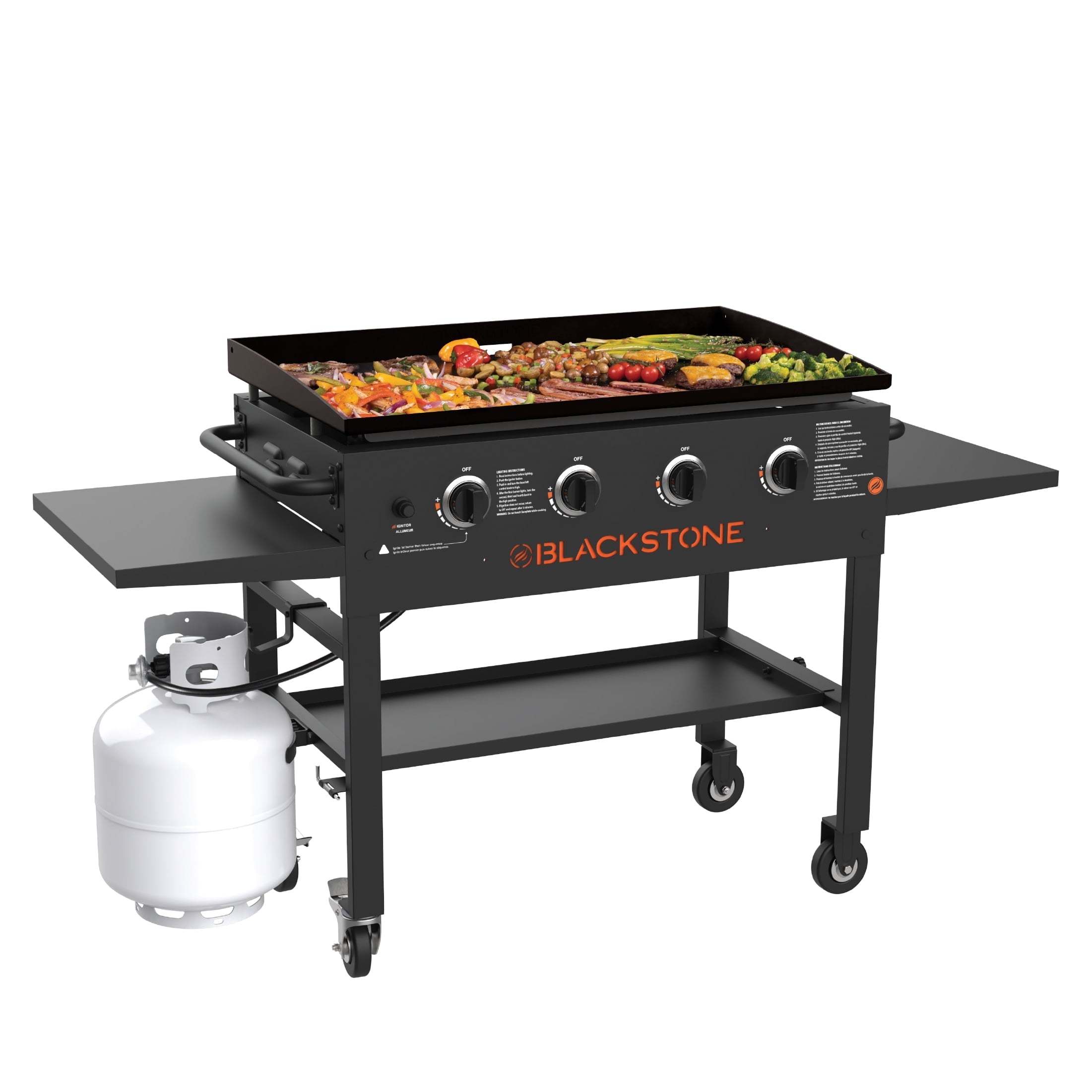 4-Burner 36" Griddle Cooking Station with Side Shelves