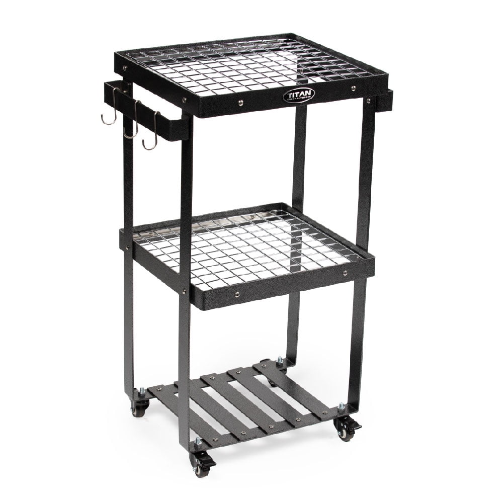 Great Outdoors 3-Tier Barbecue Prep Station and Grill Accessory Serving Cart, Wire Rack Storage Shelves