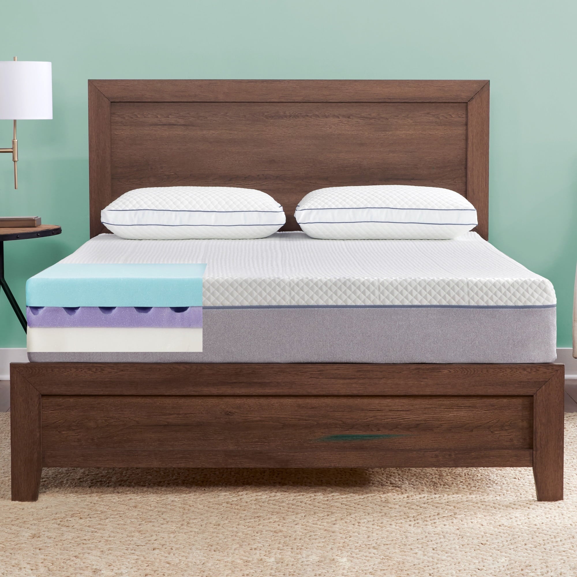 Style Premium Selection 10" Memory Foam Mattress, Queen, with 2 Queen Pillows