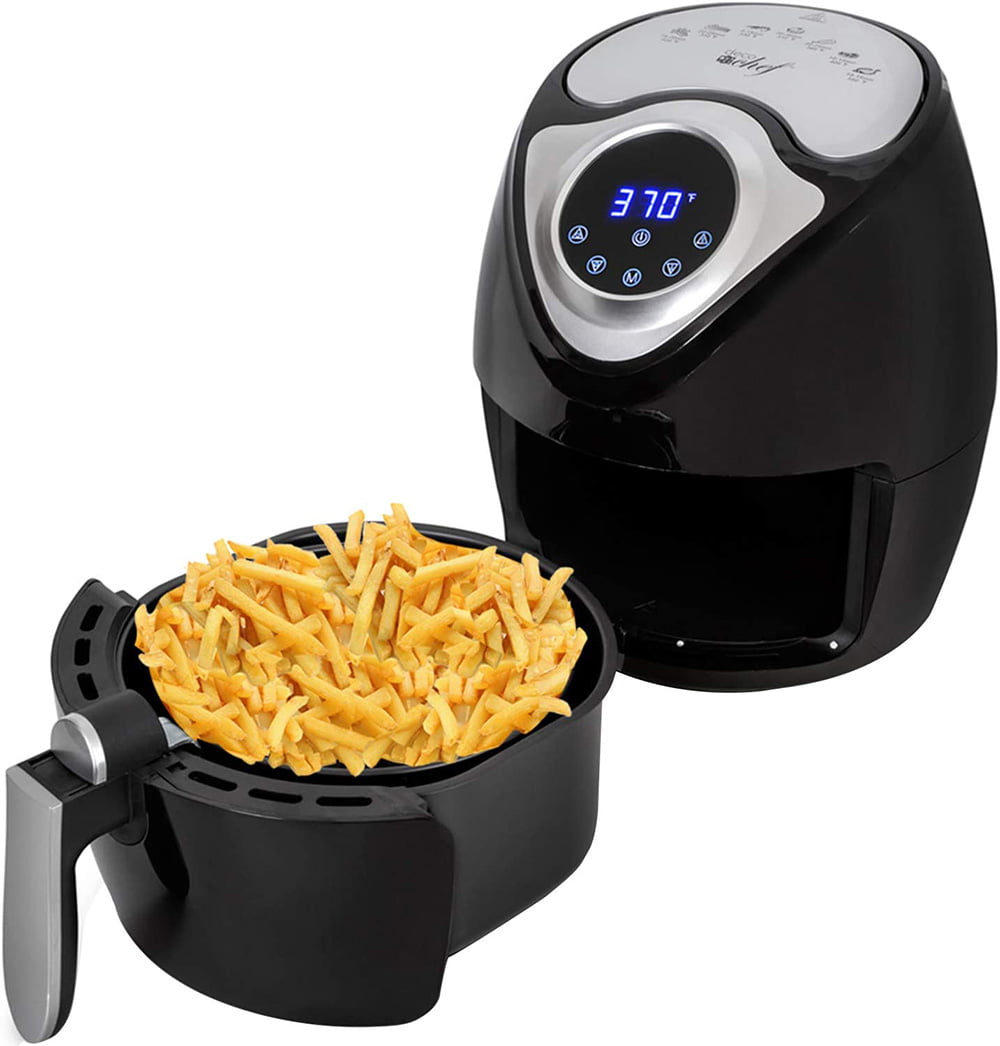 14.5 Cup 3.7 Qt Digital Air Fryer Cooker With 7 Smart Programs, Led Touch Screen, Oil-Less Non-Stick Coated Basket, Timer Counter Top, Healthy Kitchen Safe Frying Station With Cook Book