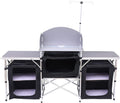 C Camping Kitchen Table, Folding Table, Upgrade Light Stand and Windshield Cooking Station & 3 Organizers, Carry Bag for Outdoor, Beach, BBQ, Picnic, Cooking, Indoor, Office