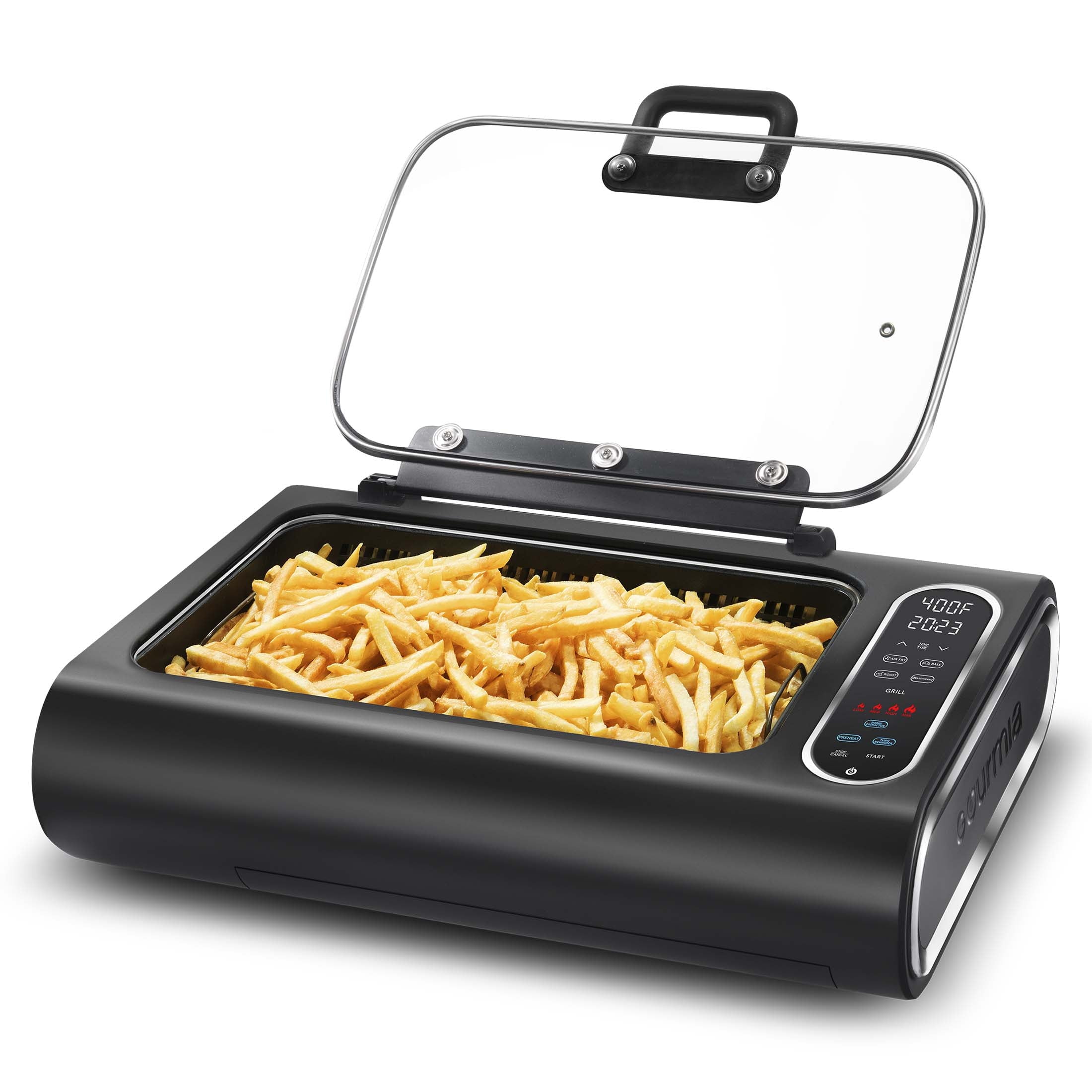 FoodStation Indoor Smokeless Grill with Guided Cooking, Black