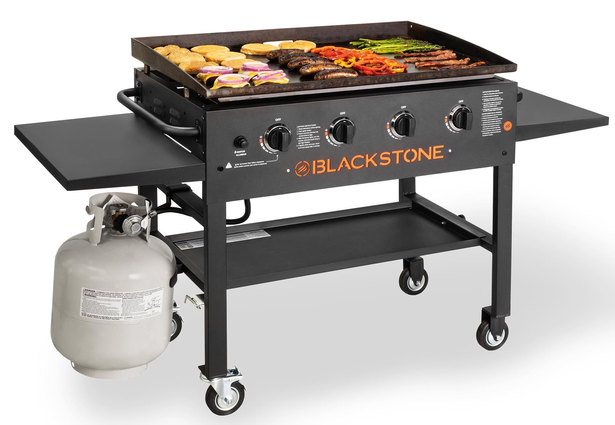 4-Burner 36" Griddle Cooking Station with Side Shelves