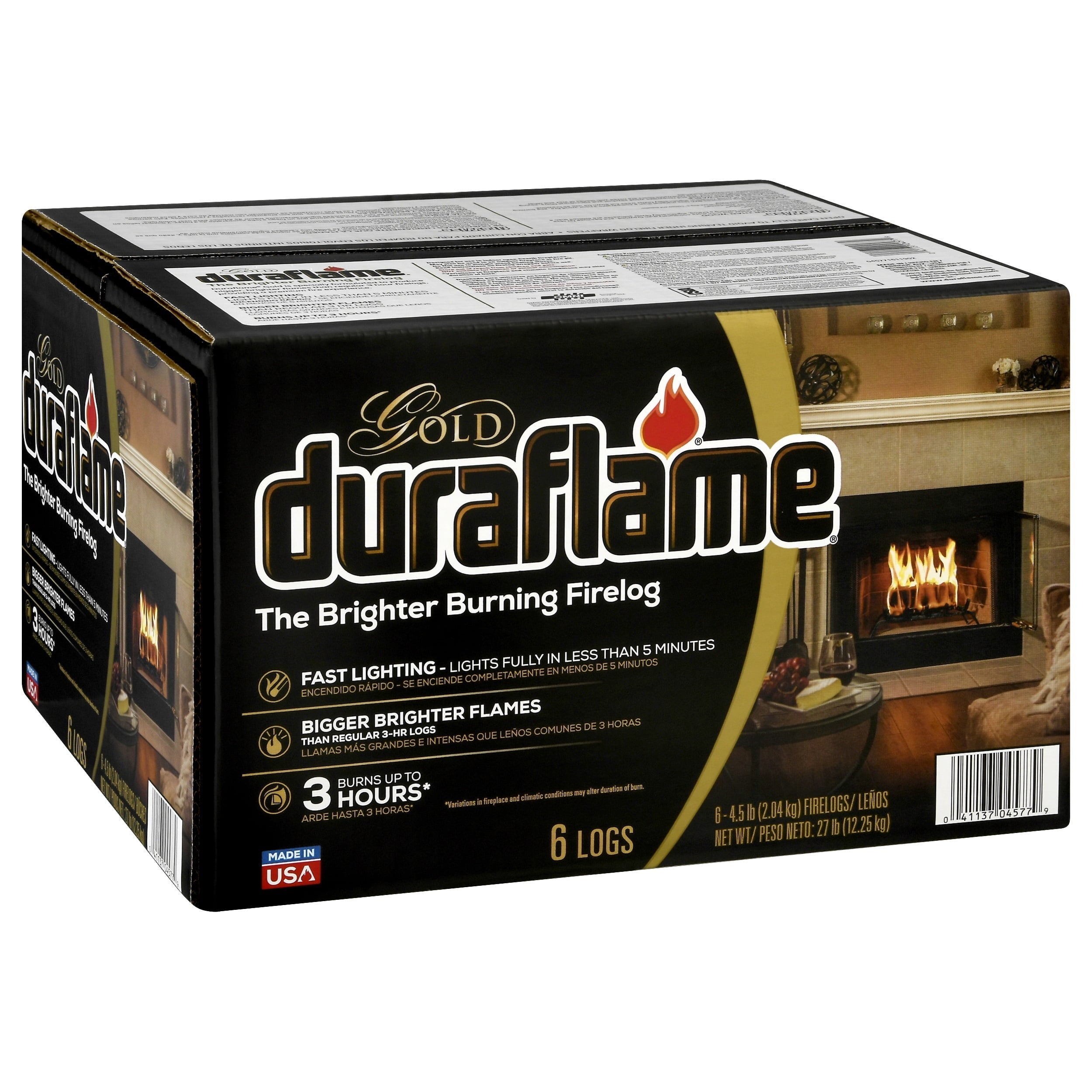 Gold Ultra Premium 4.5lb Firelogs, 6-Pack Case, 3 Hour Burn