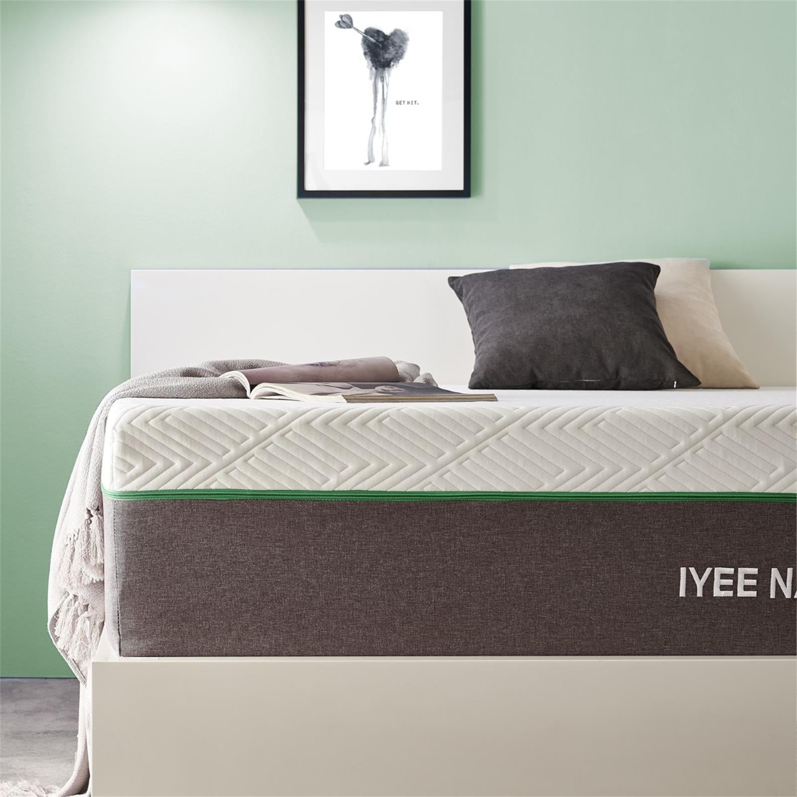 Size Mattress, 12 Inch Iyee Nature Cooling-Gel Memory Foam Mattress Bed in a Box