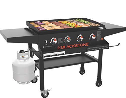 1984 Original 36 Inch Front Shelf, Side Shelf & Magnetic Strip Heavy Duty Flat Top Griddle Grill Station for Kitchen, Camping, Outdoor, Tailgating, Black
