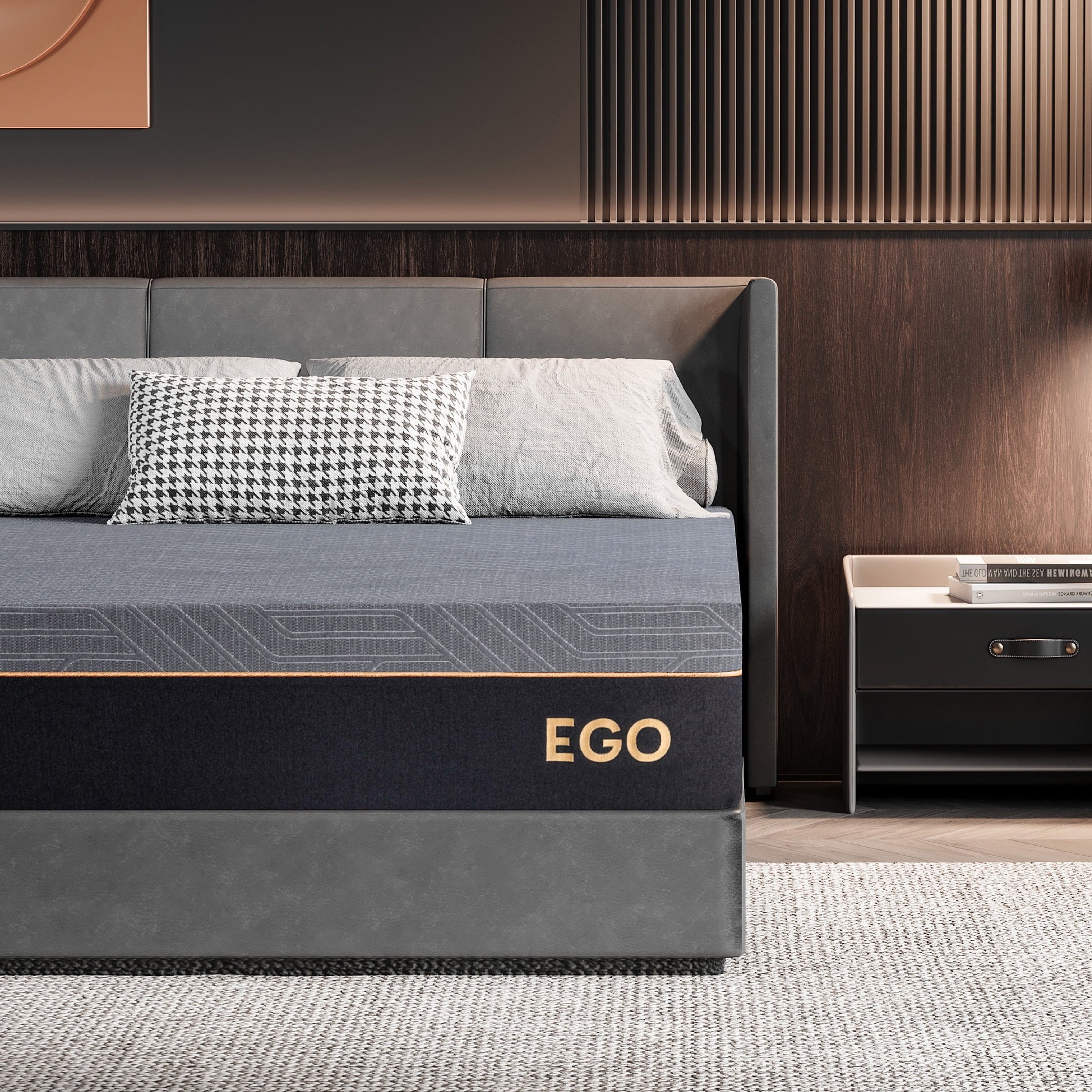 Ego Black 12 inch Queen Mattress in a Box, Cooling Gel Memory Foam Mattress, Medium