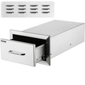 14x8.5 inch Outdoor Kitchen Drawers Stainless Steel, Flush Mount Double Drawers,14Wx8.5Hx23D inch, with Stainless Steel Handle, BBQ Drawers for Outdoor or BBQ Island