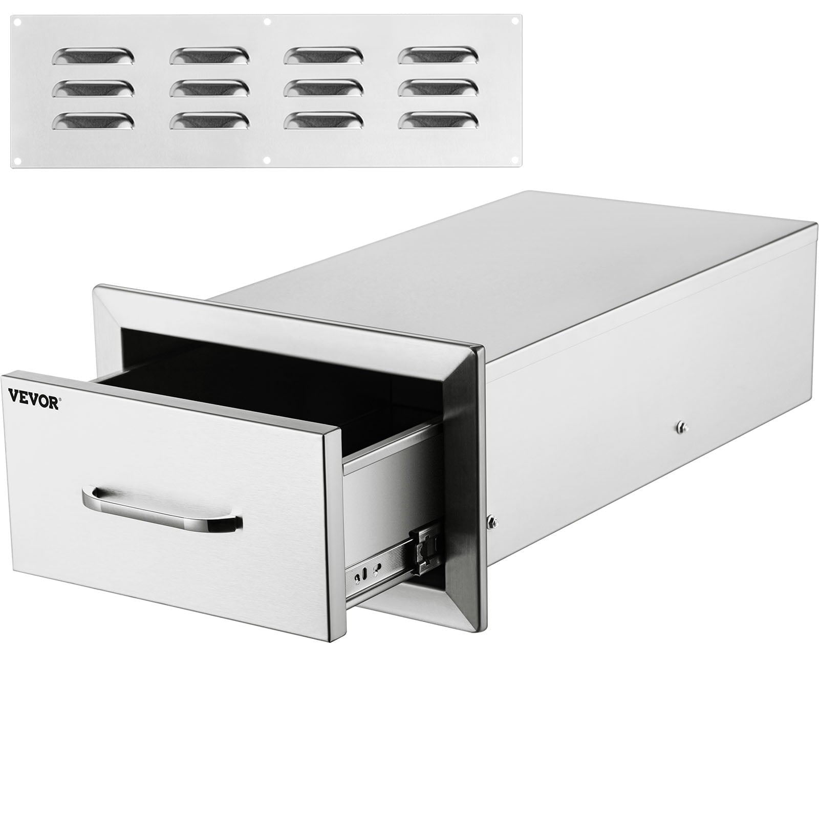 14x8.5 inch Outdoor Kitchen Drawers Stainless Steel, Flush Mount Double Drawers,14Wx8.5Hx23D inch, with Stainless Steel Handle, BBQ Drawers for Outdoor or BBQ Island