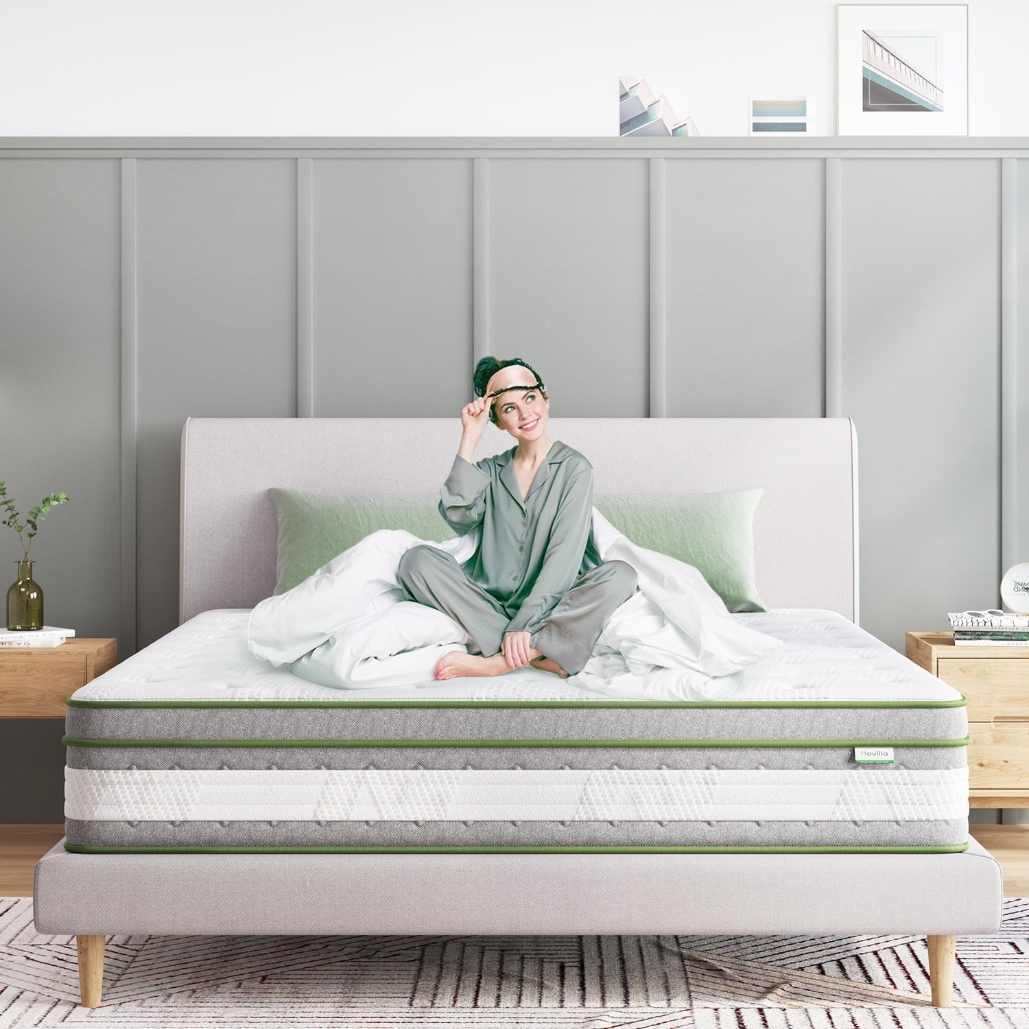 12 inch Queen Mattresses, Pocket Spring Hybrid Mattress with Gel Memory Foam for Cool Sleep