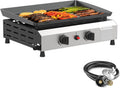 2/3/4 Burner Gas Griddle-Outdoor Propane Griddle-BTU Propane Fuelled, Portable Flat Top Gas Grill Camping Griddle Station with Side Shelves for Kitchen