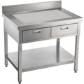 Commercial Work Table Workstation 24 x 42 Inches Commercial Food Prep Work Table with 2 Drawers, Undershelf and Backsplash, 992 lbs Load Stainless-Steel Kitchen Island for Restaurant, Home and Hotel