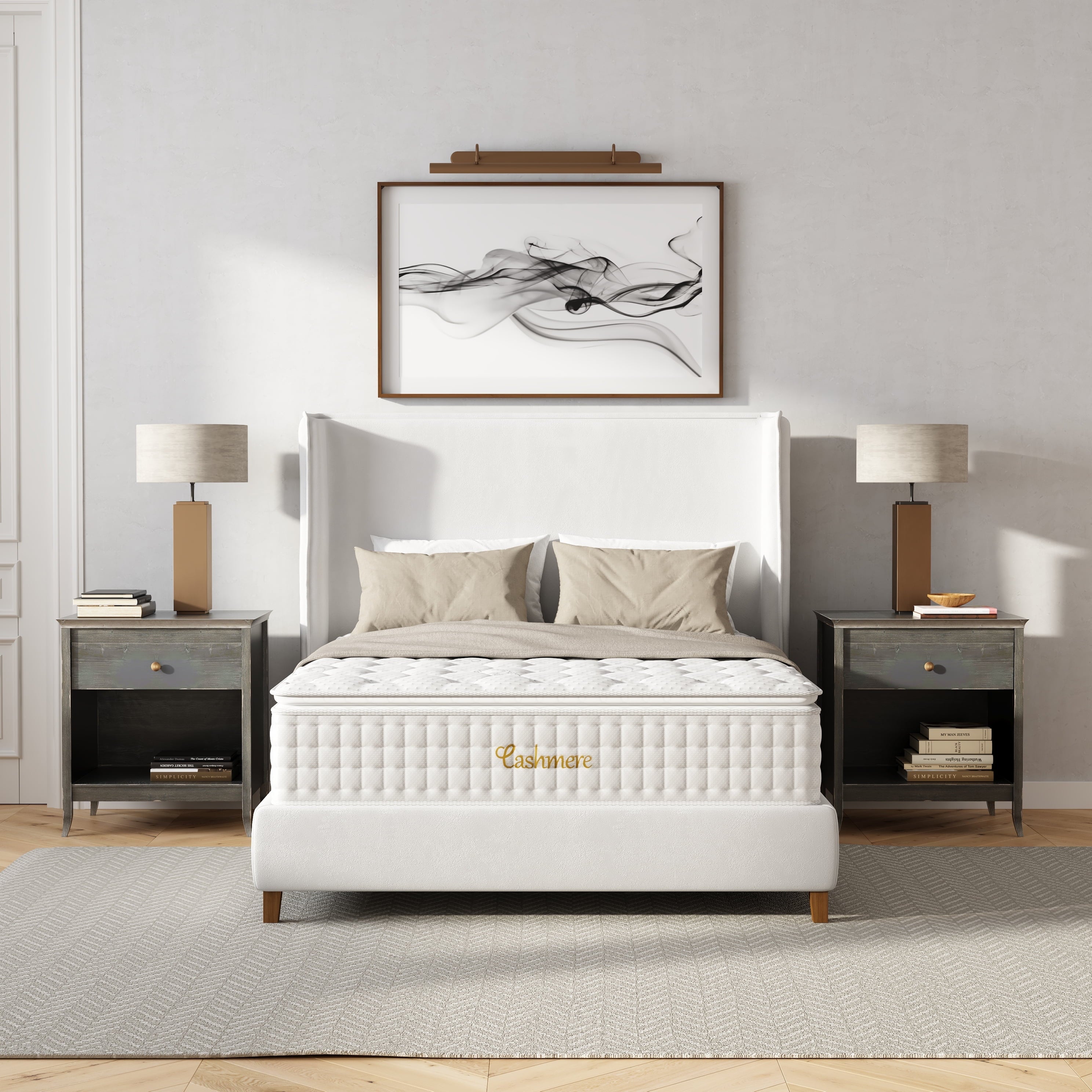 Cashmere 14'', Hybrid of Memory Foam Layers and Individually Wrapped Pocketed Coils Mattress, Queen