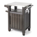 Unity 40 Gal Patio Storage Grilling Bar Cart w/Stainless Steel Top, Brown