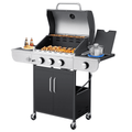 3 Burner BBQ Propane Gas Grill£¬24,000/36,000 BTU Stainless Steel with Stove and Side Table