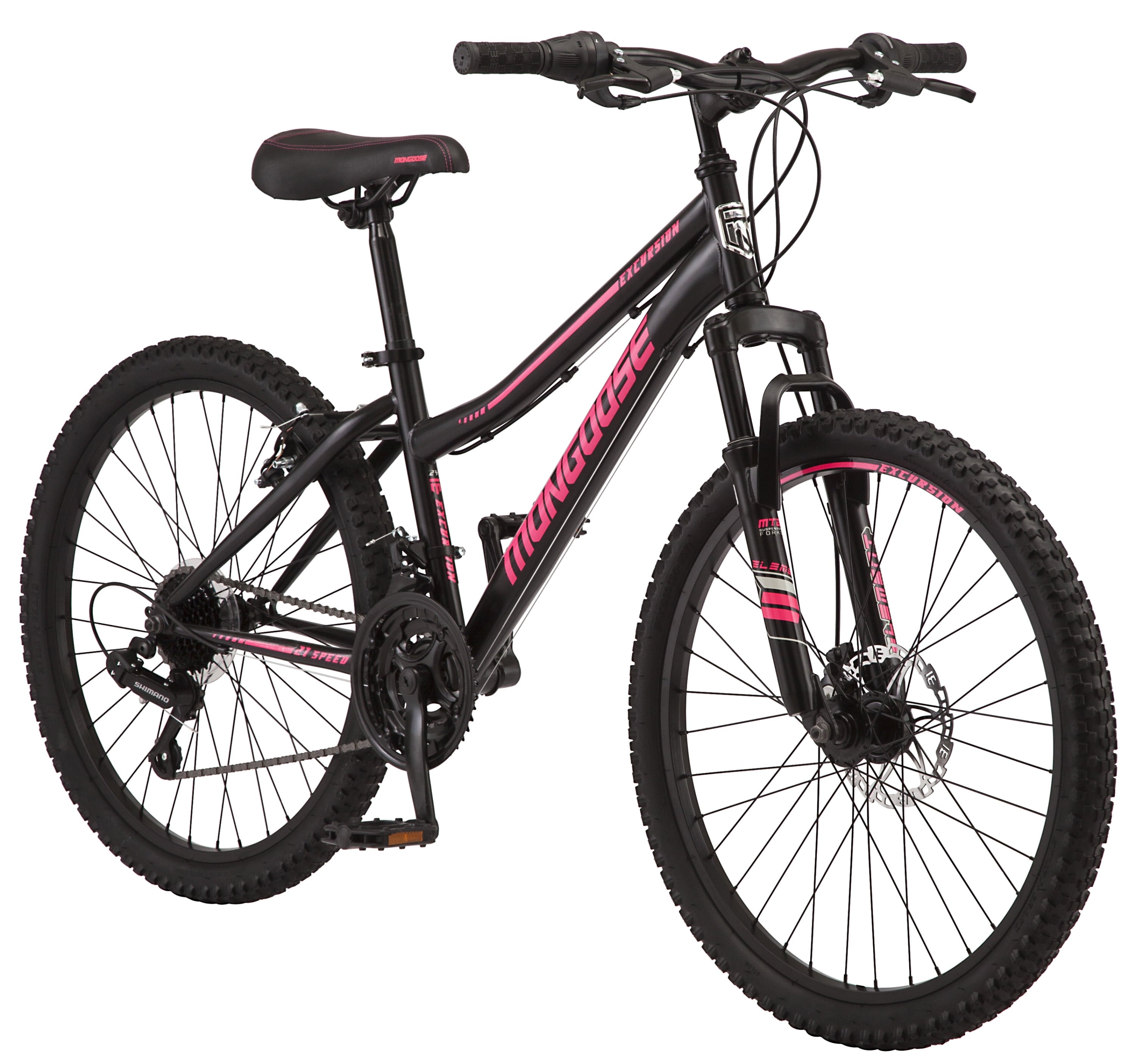 24-in. Excursion Unisex Mountain Bike, Black, 21 Speeds