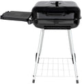 22" Square Charcoal Grill with Foldable Side Shelf, Black