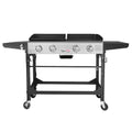 Gourmet 4-Burner GD401 Portable Flat Top Gas Grill and Griddle Combo with Folding Legs