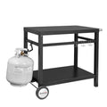 Gourmet PC3401B Double Shelf Movable Dining Cart Work Table, Outdoor Food Preparation Cart