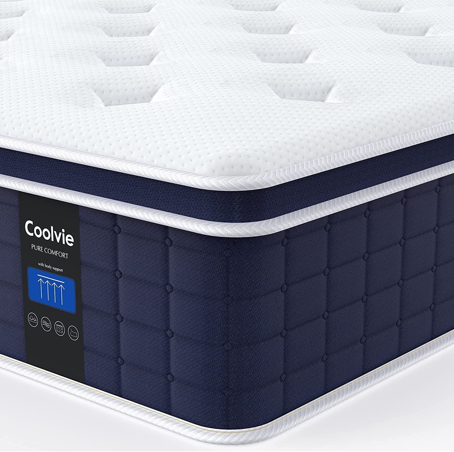 Full Size Mattress, 12 inch Hybrid Full Mattress in a Box, with 3 Layer Premium Foam and Pocket Springs, Medium Firm Feel