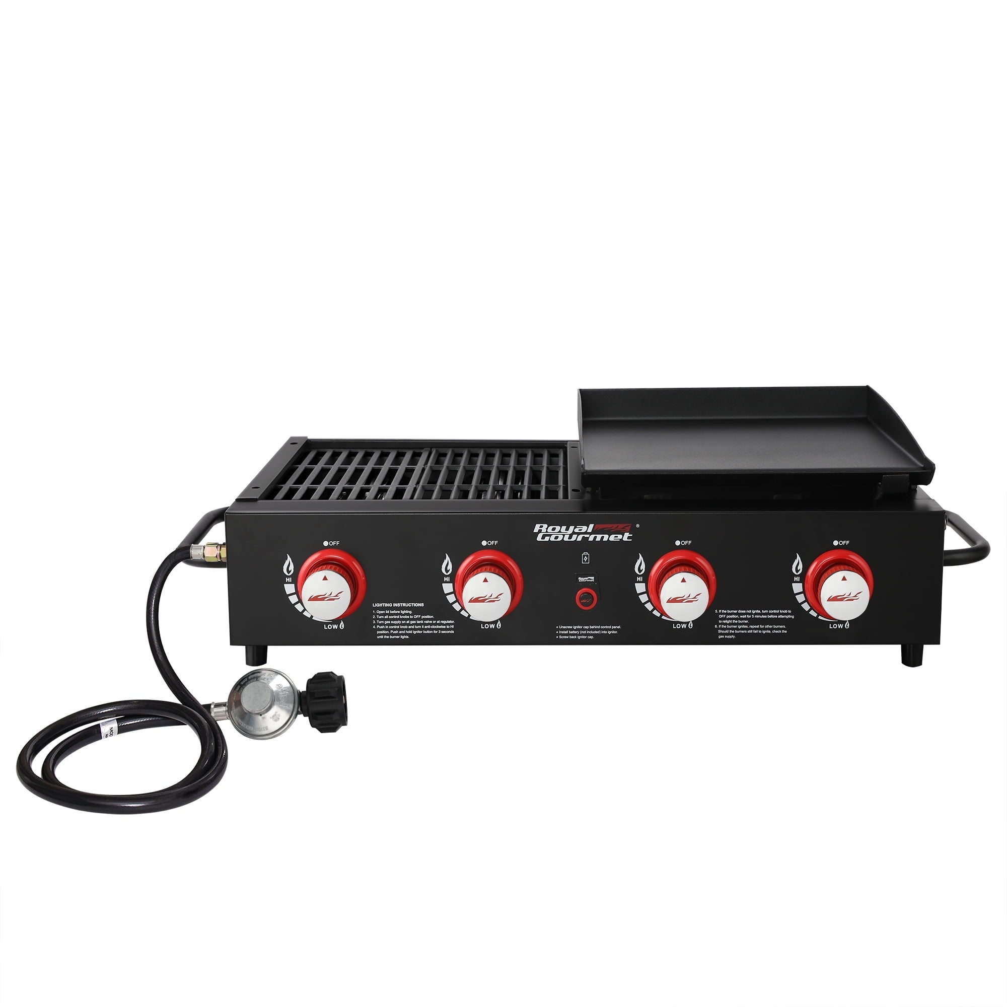 Gourmet 4-Burner GD4002T Portable Gas Grill and Griddle Combo, 40000 BTU