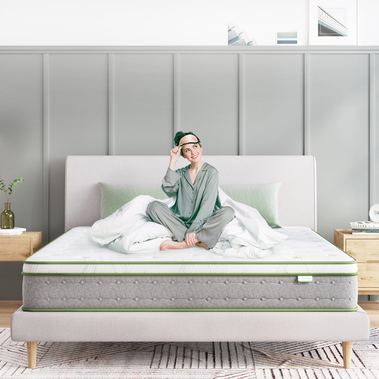 10'' Pocket Spring Hybrid Mattress in a Box for Cool Sleep, Queen Size Mattress