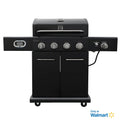 4-Burner Smart Gas Grill with Side Searing Burner, Black with Chrome Accents