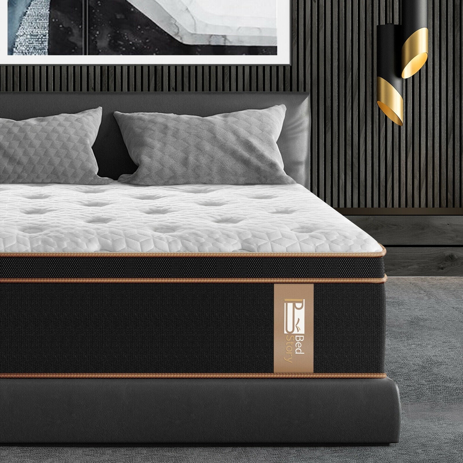 12" (H) Pocket Spring Hybrid Mattress, Queen Size Gel Infused Memory Foam Mattresses Bed in-a-Box CertiPUR-US Certified
