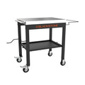 28" Portable Steel Prep Cart with Stainless Steel Top in Black