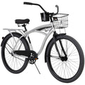 26 In. Nel Lusso Men¡¯s Beach Cruiser Bike, Silver
