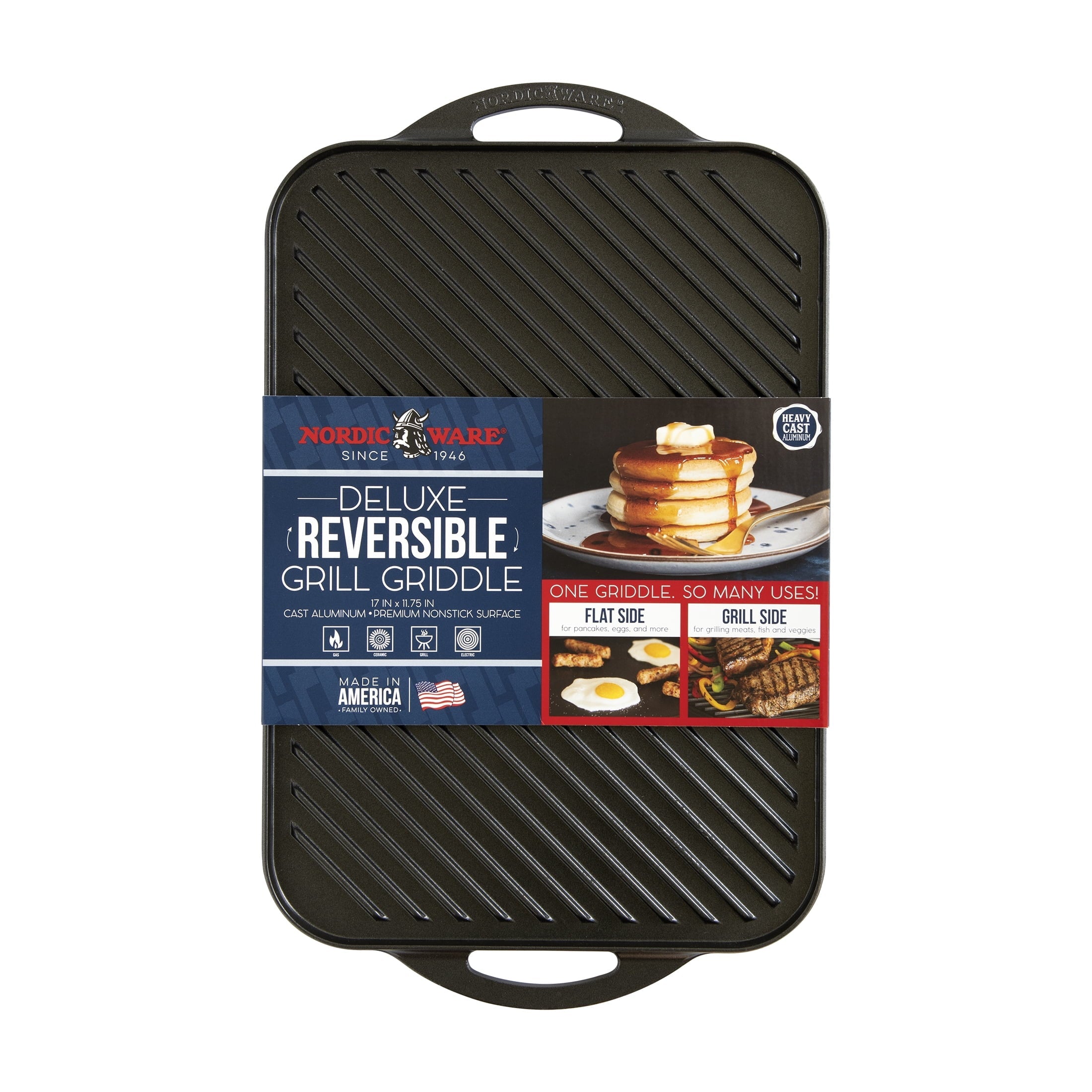 Ware Deluxe Cast Aluminum Reversible Grill Griddle
