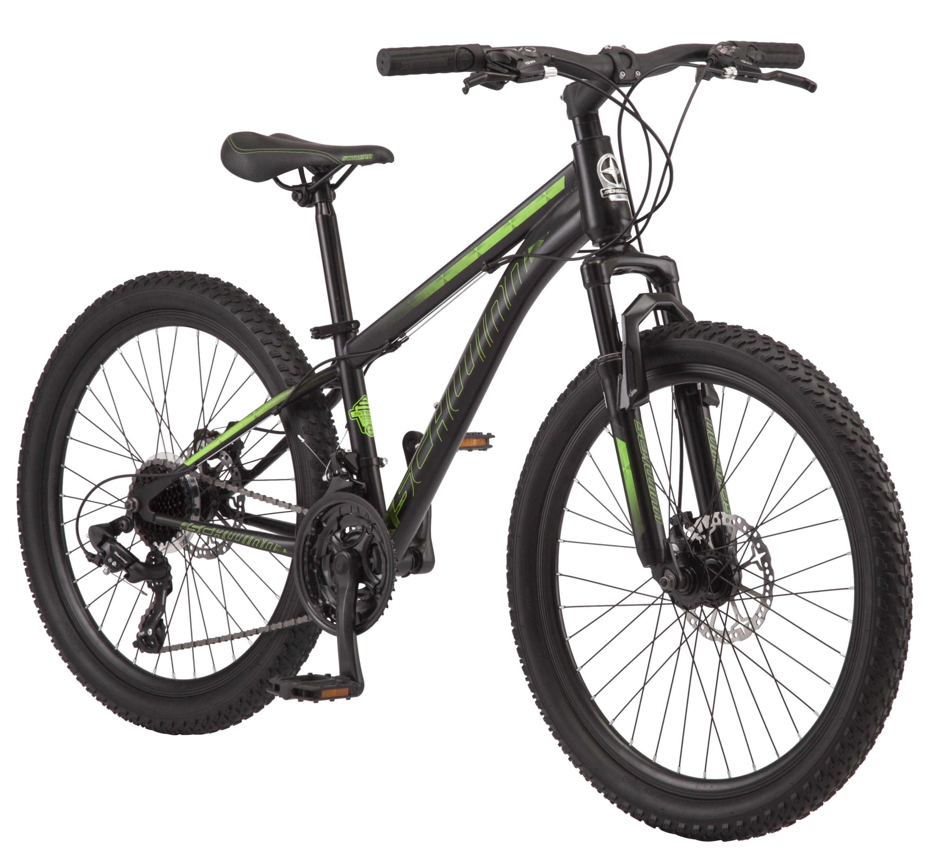 Sidewinder mountain bike, 24-inch wheels, 21 speeds, black / green
