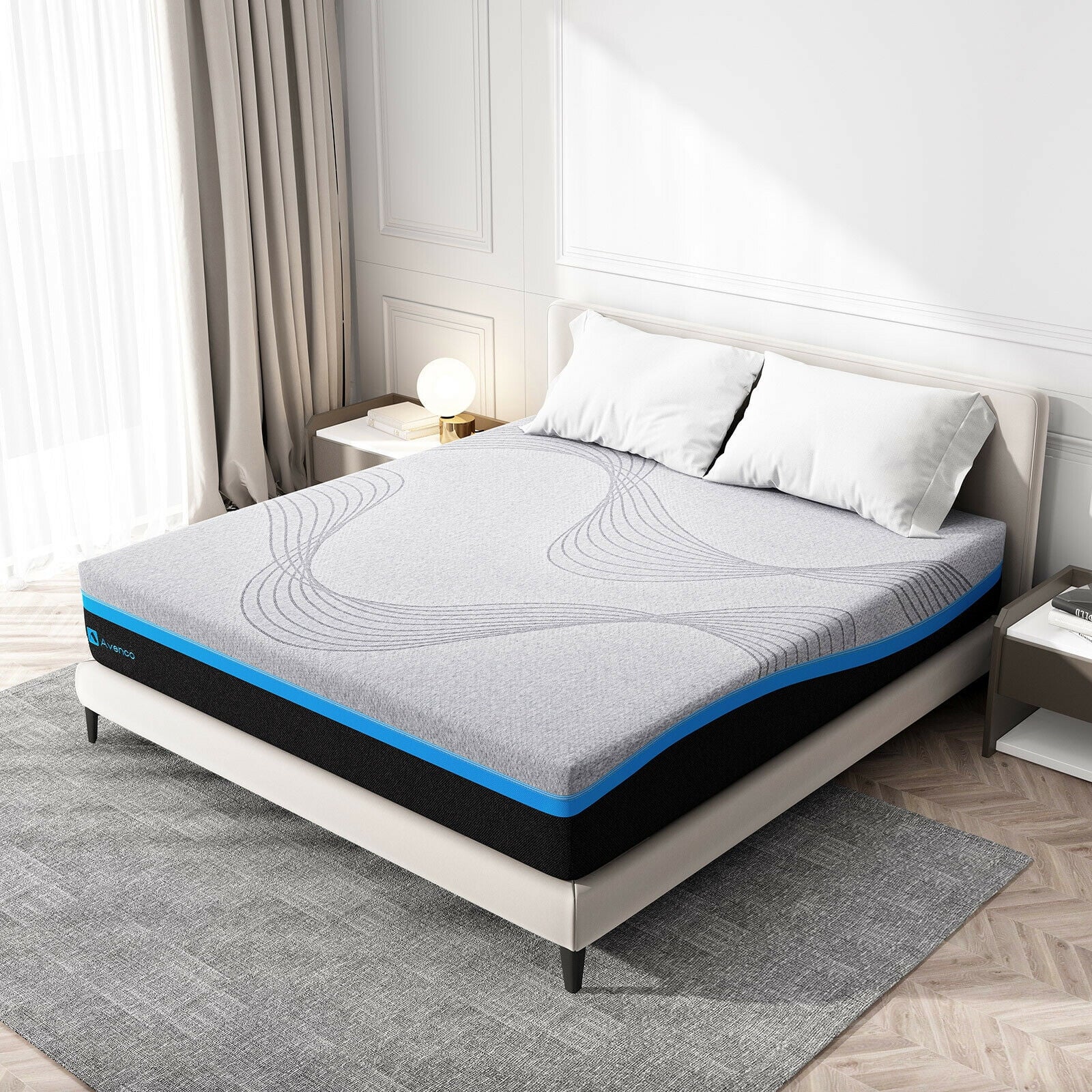 10 Inch Grey Queen Gel Memory Foam Mattress in a Box with Detachable Cover, Queen Size Mattress