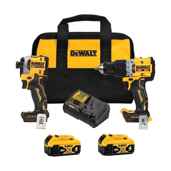 20V MAX XR Hammer Drill and ATOMIC Impact Driver 2 Tool Combo Kit with (2) 4.0Ah Batteries, Charger, and Bag