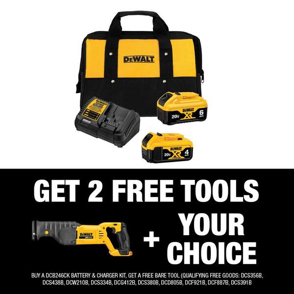 20V MAX Cordless Reciprocating Saw, (1) 20V 6.0Ah and (1) 20V 4.0Ah Batteries, and Charger