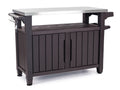 Unity XL Portable Outdoor Table and Storage Cabinet with Accessory Hooks, Espresso Brown